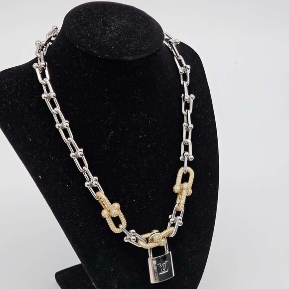 Auth Louis Vuitton Lock&Key Silver w/Unbranded 925 Pure Silver 14k Gold Plated - Picture 2 of 11